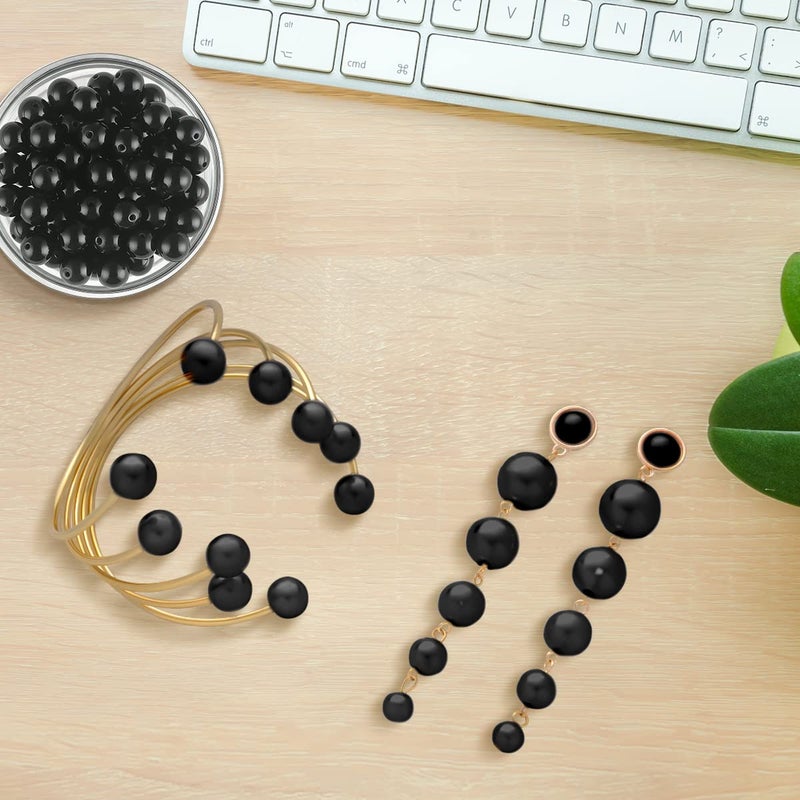 NITOPUPU 100Pcs 10mm Natural Matte Black Onyx Agate Beads Round Loose Gemstone Stone Beads for Jewerly Making with Crystal Stretch Cord - Image 4